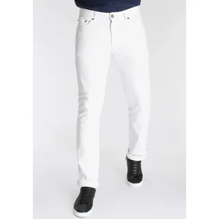 Stretch-Jeans DELMAO "Reed", Herren, Gr. 31, Länge 32, weiß, Obermaterial: 82% Baumwolle, 16% Polyester, 2% Elasthan, unifarben, Basic, normal lang, Jeans Stretch-Jeans, gerader Beinschnitt, Used-Look-Waschung, niedrige Leibhöhe