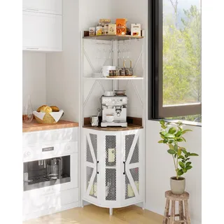 183cm Küchenschränke, Eck-Weinschrank mit Steckdose, industrieller Weinschrank mit LED-Streifen und Glashalter, 5-stöckiger Spirituosenschrank für die Hausbar, ideal für kleine Räume, Vitrinen, 12 Far