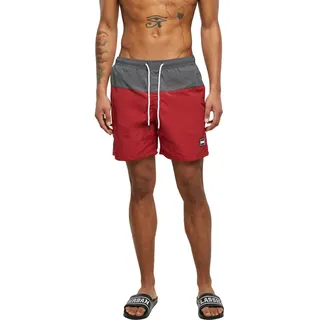 Urban Classics Men's Block Swim Shorts Badehose, Brickred/darkshadow, 3XL