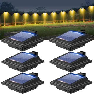 BILLION DUO Solar Dachrinnenlampe für den Außenbereich, 6STK Solarlampen für Außen Garten, Wasserdichte 40 LEDs Zaunbeleuchtung, Schwarz Solar Wandlampe Warmweißes Solarlicht für Garage, Terrase