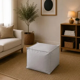 Talamo Italia Pouf Annalaura Stoff 45 x 45 x 45 cm Weiß