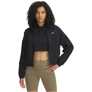 Under Armour Damen Rival Woven Jacket, Wasserabweisende Damen Sportjacke mit 4-Wege-Stretchstoff, leichte Trainingsjacke mit offenen Seitentaschen,Black / / White,XXL