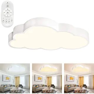 HENGMEI JNGLGO 48W Deckenleuchte LED Dimmbar mit Fernbedienung Ultradünne Kreative Wolken Kinderlampe Kinderzimmer Jungen Mädchen Deckenlampe