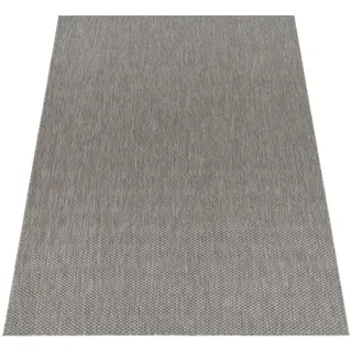 Paco Home In- , Outdoor Teppich Flachgewebe einfarbig modern wetterfest für Terrasse Küche Grösse 160x220 cm - Grau