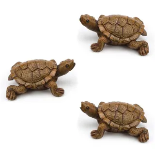 HASLED 3 Stück Schildkrötenfiguren aus Harz - Realistische Teichdekoration - Wetterfeste Gartendeko für Balkon, Mini-Teich & Landschaftsgestaltung