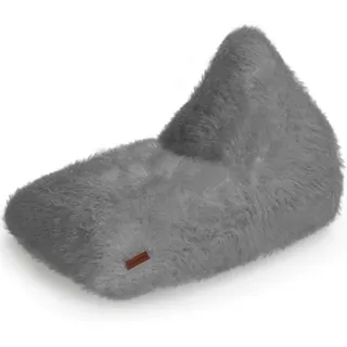 Green Bean Indoor Sitzsack in Felloptik 150x100x100cm mit 220 Liter EPS Perlen Füllung - kuschelig weich und waschbar - Grau - Grau