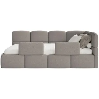 Selsey Cloudy – Jugendbett 90x200 cm, rechtsseitig, mit Matratze und Rausfallschutz, Grau - Grau