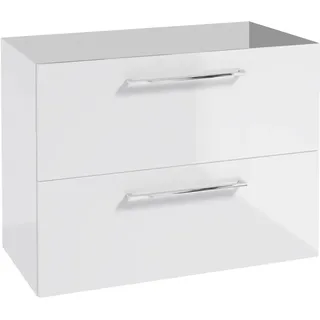 Stamar | Badezimmerschrank, Waschbecken-Unterschrank, Weiß, 80 cm, Hochglanz - Weiß