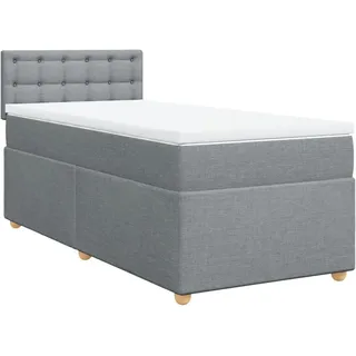 vidaXL Boxspringbett mit Matratze Hellgrau 90x200 cm Stoff - Grau