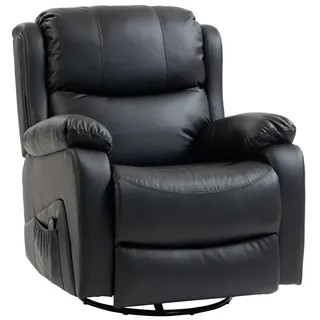 Homcom Massagesessel Kunstleder Schwarz , Leder , Füllung: Baumwollfüllung,Taschenfederkern , 85x100x97 cm , Wohnzimmer, Sessel, Massagesessel