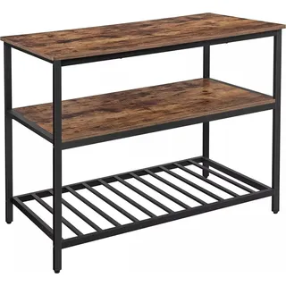 In And OutdoorMatch Küchenregal stehend Neil - 3 Ebenen - Bäckerregal - Mikrowellenregal - Metall und Holz - 120x60x90cm - Braun