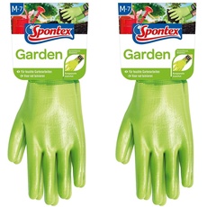 Spontex Garden, vielseitige Gartenhandschuhe für feuchte Gartenarbeiten, verstellbares Bündchen - 1 Paar, Gr. M, Grün (Packung mit 2)