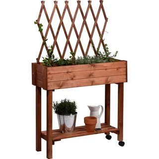 Dobar Rollbares Hochbeet 130 x 79 x 28,5 cm Braun
