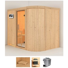 Bild Sauna »Thyra 4«, (Set), 9-kW-Bio-Ofen mit externer Steuerung beige