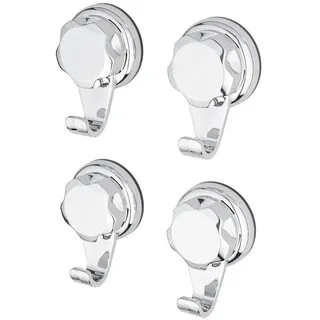 Compactor RAN4720 Bestlock kleine Wandhaken im 4er Set, Saugnapfbefestigung, Belastbarkeit bis 4 kg, Chrom, 7,2 x 4 x 8,7 cm