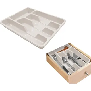 Avilia Besteckkasten für Schublade, spülmaschinenfest, Besteck-Organizer mit 4 Fächern, aus robustem Kunststoff, Weiß