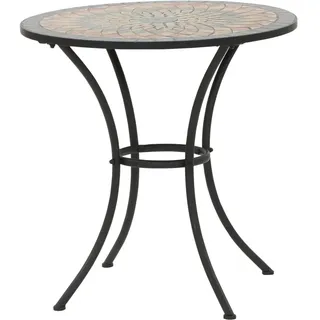 Siena Garden Tisch Prato, Ø70x71cm, Gestell: Stahl, pulverbeschichtet in schwarz matt, Fläche: Mosaik,Tischplatte: Keramik