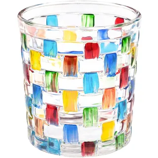 toptime Teelichthalter Colour Clash Glas Bunt