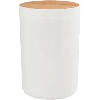 MSV Bad Serie Oslo Design Kosmetikeimer Bad Treteimer Abfalleimer Papierkorb Mülleimer 5 Liter (ØxH): weiß Bambus