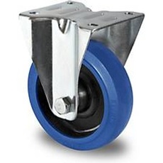 CASCOO Bockrolle R4F1, mit Rad-ø 100 mm x B 35 mm, Polyamid-Felge, Elastik-Lauffläche, blau, Rollenlager, bis 150 kg