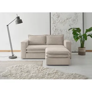 Places of Style Sitzgruppe »PIAGGE«, (2 tlg.), 2-Sitzer-Sofa und Hocker klein im Set, beige