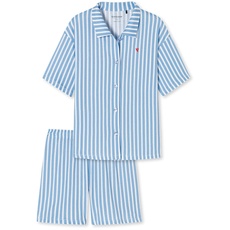 Schiesser Mädchen Pyjama Kurz Pyjamaset, weiß hellblau Bedruckt, 140