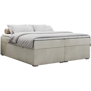 MKS Boxbett Bess 120/200 Beige Velvet - H3 , Textil , H3 , Rechteckig , 120x200 cm , Schlafzimmer, Betten, Boxspringbetten
