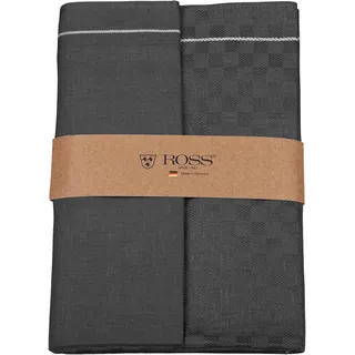 Geschirrtuch ROSS "2er Set 907, zwei Geschirrtücher in einer Banderole", grau (anthrazit), B:50cm L:70cm, 50% Baumwolle, 50% Leinen, Geschirrtücher, Geschirrtuch, hochwertige Zwirn Halbleinen Geschirrtücher, Maße je Tuch ca. 50x70 cm