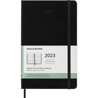 Moleskine Wochenplaner 2023, 12-Monats-Wochenkalender mit Horizontalem Layout, Horizontaler Wochenplaner, Hardcover, Großformat 13 x 21 cm, Farbe Schwarz