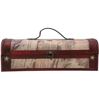 Holz Weinbox Geschenkbox für 1 Flasche Rotwein Sekt mit Halterung Tragetasche Weinzubehör Hochzeit Geburtstag Geschenkidee (34x11,5x11 cm)
