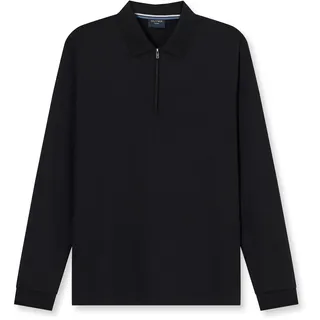 Langarm-Poloshirt OLYMP, Herren, Gr. S, schwarz, Jersey, Obermaterial: 100% Baumwolle, regular fit, Rippbündchen, Shirts Langarm-Poloshirt, unifarben, Polokragen, regular fit, casual