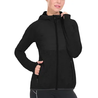 Little Donkey Andy Damen Laufjacke Sportjacke Langarm Leicht Atmungsaktive Hybridjacke mit Taschen Daumenloch Schwarz L