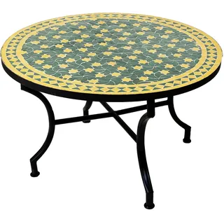 Marrakesch Orient & Mediterran Interior Estrella Mosaiktisch Ø 80 x 45 cm Gelb/Grün