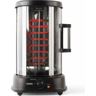 Vertikal Grill LIVOO DOM323, 1500W, Bis zu 2,5 kg, 1 Zentralspieß, 10 Spieße à 23 cm, Timer, 360° Rotation - Bunt