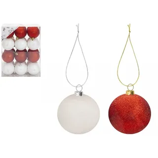 Wunderschöne rote und weiße Weihnachtskugeln, 6 cm, Elegante und langlebige Ornament-Kollektion, perfekt für Festliche Heimdekoration und Baumtrimmen, 24 Stück