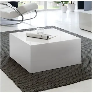 FineBuy Couchtisch MONOBLOC Holztisch Weiß 60 cm Wohnzimmertisch Sofatisch Tisch