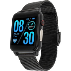 Bild Wearable Fitnessuhr FIT 21, mit Bluetooth, Blutdruckmessung, Pulsmesser, EKG, PPG, Kalorien- & Schrittzähler, Silikonband & Metallarmband in schwarz