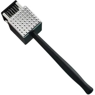 Unyqoos® Doppelseitiger Fleischklopfer aus Edelstahl – ergonomischer rutschfester Griff, 42 scharfe Klingen & 49 Hammerpunkte, für die Küche - Schwarz