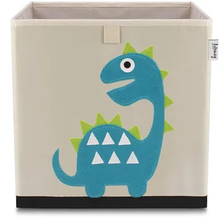 Lifeney Aufbewahrungskorb Kinder mit Dino Motiv 30 x 30 x 30 cm türkis