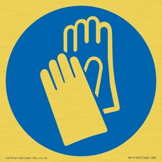 Custom Mandatory: Wear protective gloves Schild – 85 x 85 mm – S85