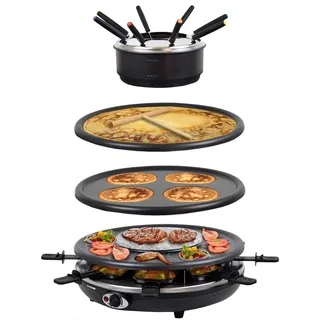 8er 4in1 Raclette mit Fondue | Tischgrill | Emailliert Wades - Schwarz