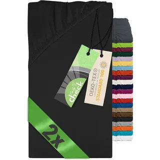 Emily ́s Check 2er-Pack Spannbettlaken für Gäste-, Camping- und Truckerbett 1493.2123, 80-90 x 190 cm, Schwarz
