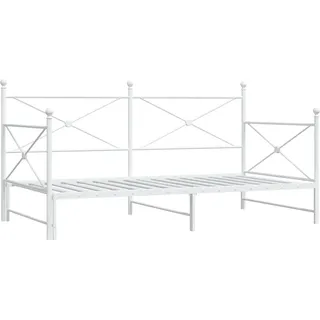 vidaXL Tagesbett Ausziehbar ohne Matratze Weiß 100x190 cm Stahl - Weiß