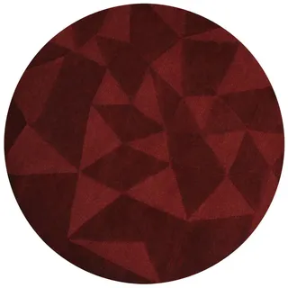 Xora Wollteppich , Rot , Textil , Graphik , rund , 160x160 cm , Reach, AZO-frei, Bsci, Handmade in India , für Fußbodenheizung geeignet , Teppiche und Böden, Teppiche, Moderne Teppiche