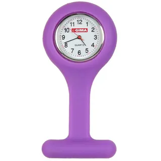 Gima – Ansteck-Uhr für Krankenpfleger aus Silikon, rundes Zifferblatt, Farbe: violett