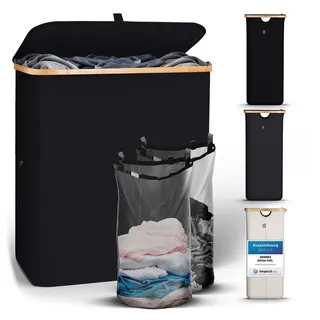 HENNEZ 15933 Badezimmer-Aufbewahrungsbehälter schwarz Bambus Badezimmer-Organizer