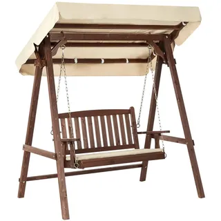 Beliani Hollywoodschaukel 2-Sitzer Dunkler Holzfarbton Caviola , 165x176x109 cm , Gartenmöbel, Gartenschaukeln, Hollywoodschaukeln