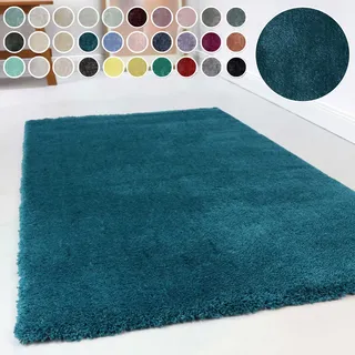 Esprit Hochflor-Teppich ESPRIT "Relaxx ESP-4150", blau (türkis, petrol), H:25mm Ø:200cm, Kunstfaser, Teppiche, Wohnzimmer, sehr große Farbauswahl, weicher dichter Hochflor