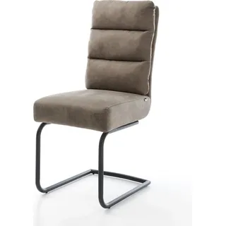 Schwingstuhl Pela-Flex Freischwinger rund Schwarz Mikrofaser Taupe Vintage Taschenfederkern - Beige, Taupe, Schwarz