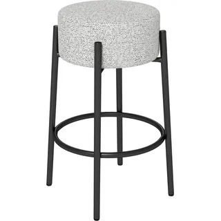 COSTWAY Barhocker ohne Rückenlehne, 68 cm hoher Thekenhocker mit runder gepolsterter Sitzfläche und Metallfuß, moderner Sitzhocker, Grau - Schwarz, Grau